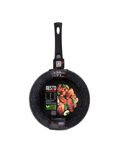 Сковорода глубокая RESTO 93041, 26см, Чёрный