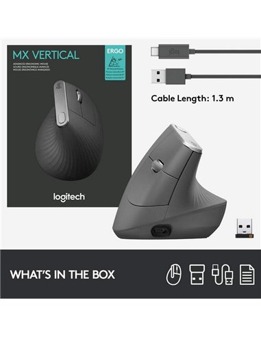 Mouse Wireless Logitech MX Vertical, Negru