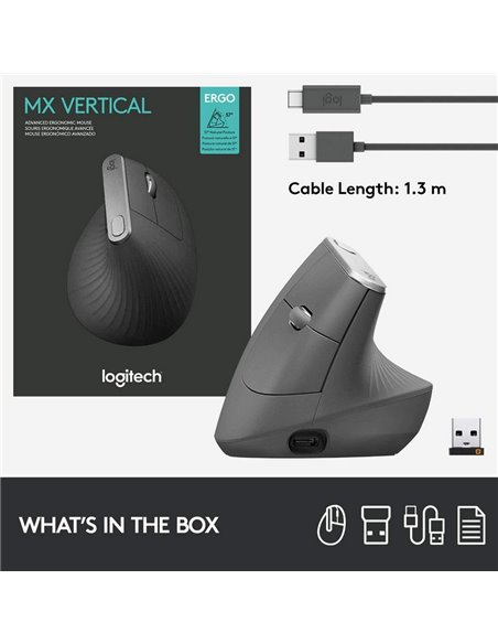Беcпроводная мышь Logitech MX Vertical, Чёрный