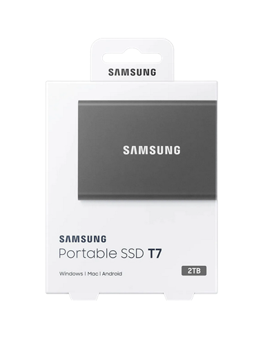 SSD portabil extern Samsung Portable SSD T7, 2 TB, Grey (MU-PC2T0T/WW)
