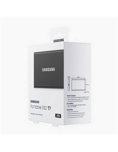 Внешний портативный SSD-накопитель Samsung Portable SSD T7, 2 TB, Grey (MU-PC2T0T/WW)