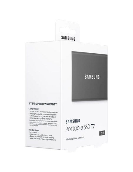 Внешний портативный SSD-накопитель Samsung Portable SSD T7, 2 TB, Grey (MU-PC2T0T/WW)