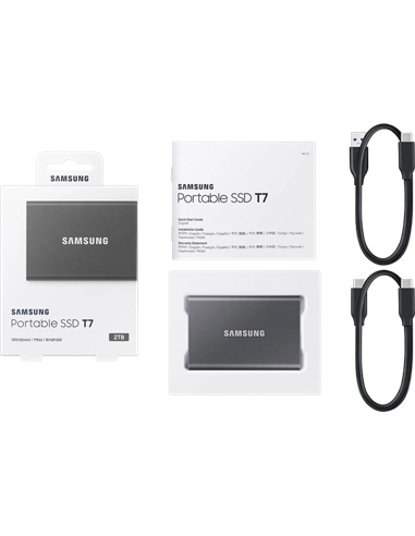 Внешний портативный SSD-накопитель Samsung Portable SSD T7, 2 TB, Grey (MU-PC2T0T/WW)
