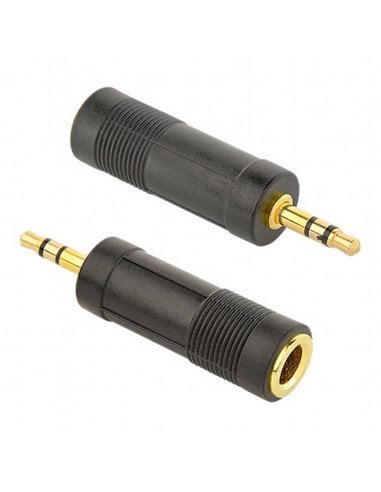 Аудио адаптер Cablexpert A-6.35F-3.5M, 6.35mm 3-pin (F) - 3.5mm 3-pin (M), Чёрный