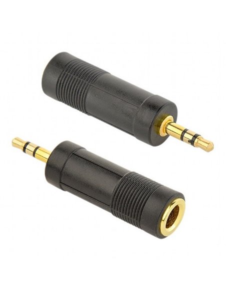 Аудио адаптер Cablexpert A-6.35F-3.5M, 6.35mm 3-pin (F) - 3.5mm 3-pin (M), Чёрный