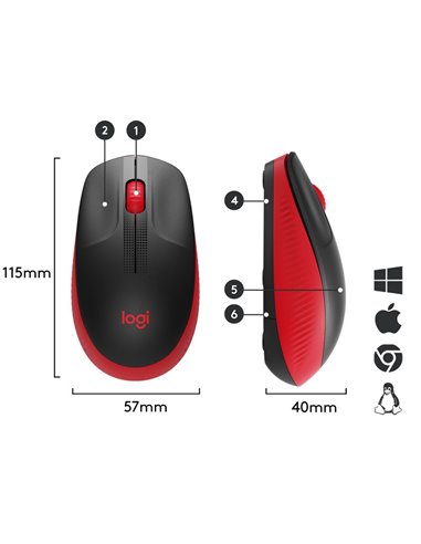Беcпроводная мышь Logitech M190, Красный
