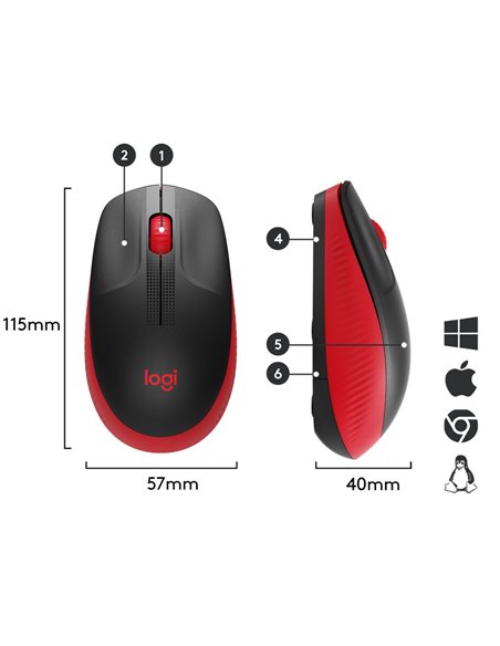 Mouse Wireless Logitech M190, Roșu