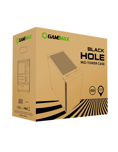 Компьютерный корпус Gamemax Black Hole, Midi-Tower, Без блока питания, Чёрный