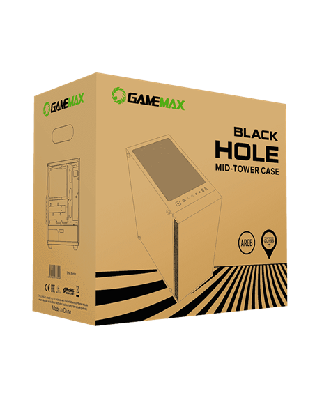 Компьютерный корпус Gamemax Black Hole, Midi-Tower, Без блока питания, Чёрный