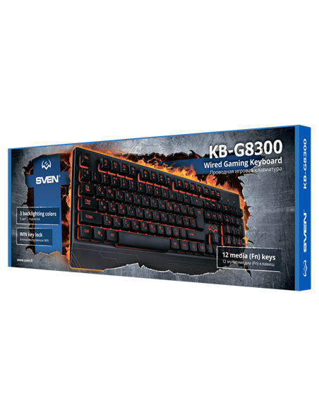 Tastatură SVEN KB-G8300, Cu fir, Negru