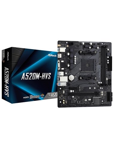 Материнская плата ASRock A520M-HVS, AM4, AMD A520, Micro-ATX