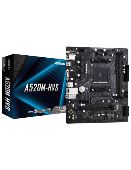 Материнская плата ASRock A520M-HVS, AM4, AMD A520, Micro-ATX