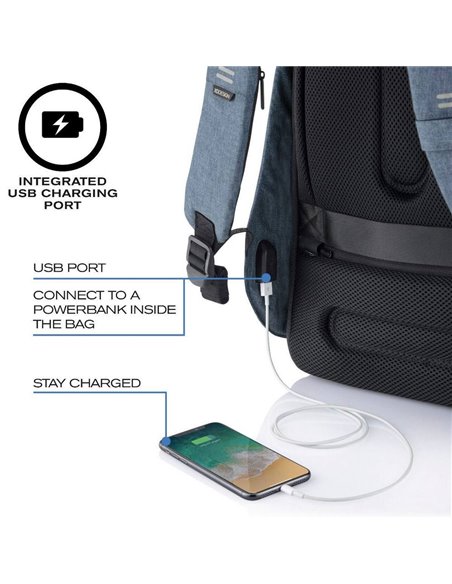 Rucsac pentru Laptop Bobby Hero Small, 13.3", Piele artificială, Albastru