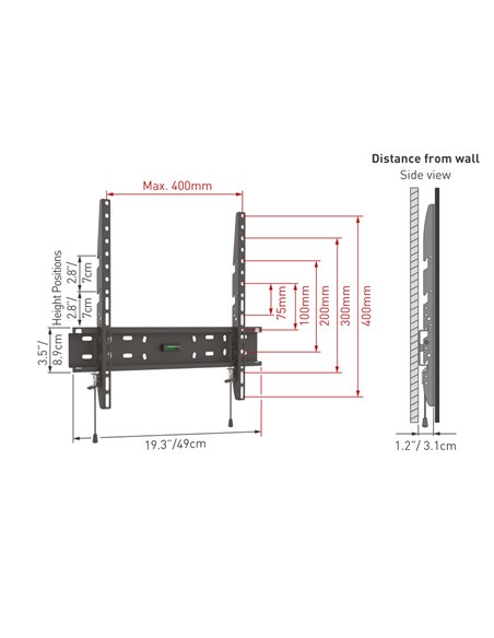 Suport fixat pe perete BARKAN E30, Negru