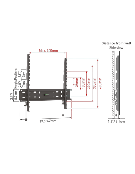 Suport fixat pe perete BARKAN E30, Negru