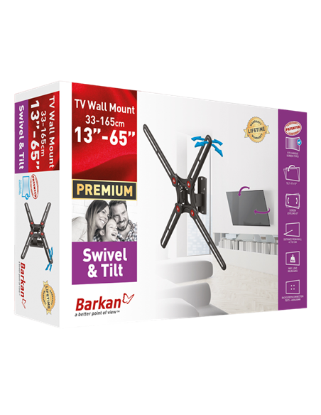Suport TV de perete BARKAN BM320, Negru