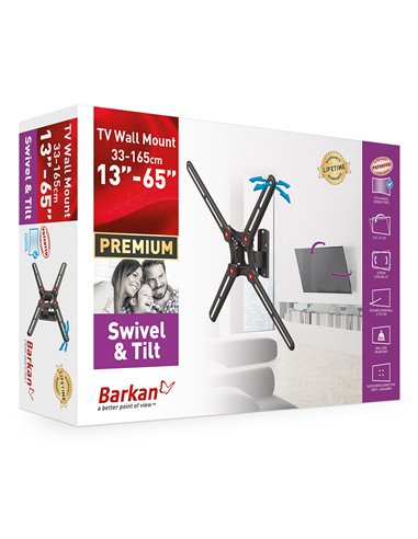 Suport TV de perete BARKAN BM320, Negru