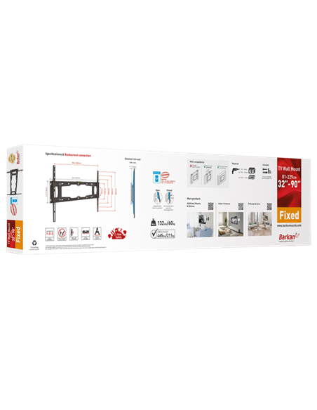 Suport fixat pe perete BARKAN E400+, Negru