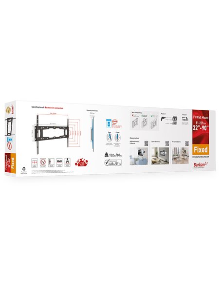 Suport fixat pe perete BARKAN E400+, Negru