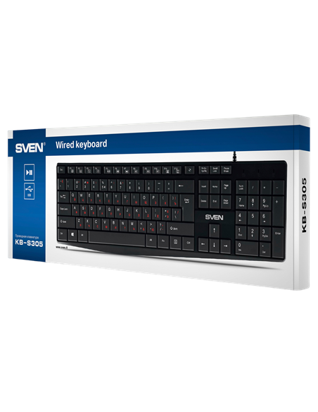 Клавиатура SVEN KB-S305, Проводное, Чёрный