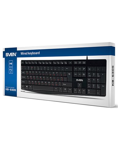 Клавиатура SVEN KB-S305, Проводное, Чёрный
