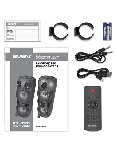Портативная колонка SVEN PS-720, Чёрный