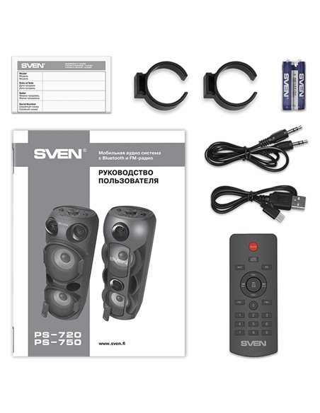 Портативная колонка SVEN PS-720, Чёрный
