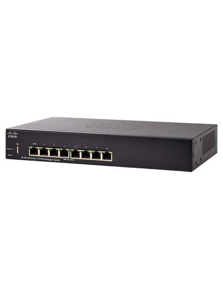 Switch de rețea Cisco SF350-08, 8x 10/100 Mbps