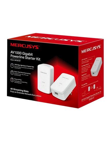 Powerline Adapter MERCUSYS MP500 KIT, AV1000, 1000 Mbps, Alb