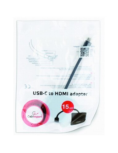Видеоадаптер Cablexpert A-CM-HDMIF-01, Type-C - HDMI (F), 0,15м, Чёрный