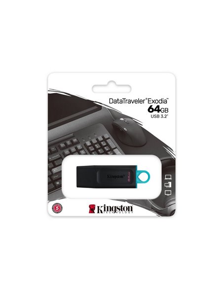 Memorie USB Kingston DataTraveler Exodia, 64GB, Negru/Albastru
