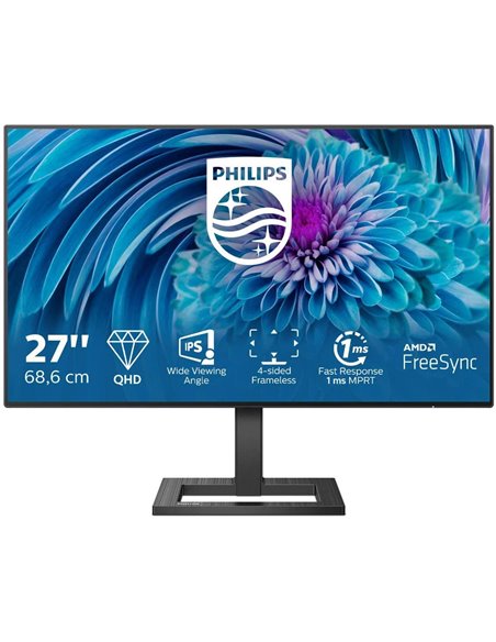 27" Монитор PHILIPS 275E2FAE, IPS 2560x1440 WQHD, Чёрный