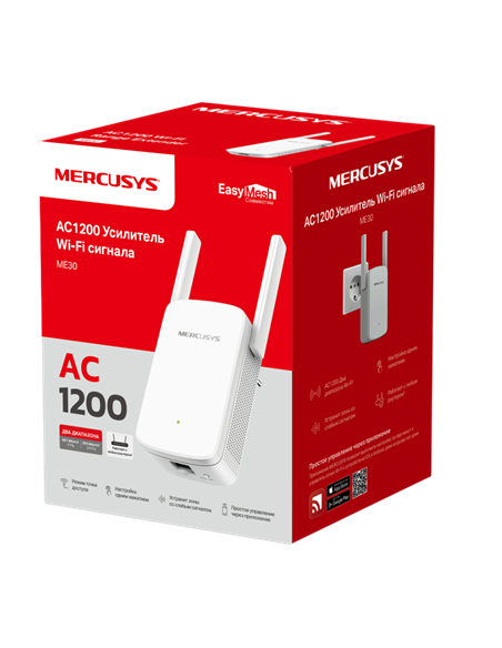 Усилитель Wi‑Fi сигнала MERCUSYS ME30, 300 Мбит/с, 867 Мбит/с, Белый