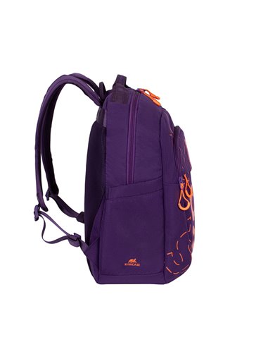 Rucsac zilnic RivaCase Heide, 15.6", Poliester, Violet/Portocaliu