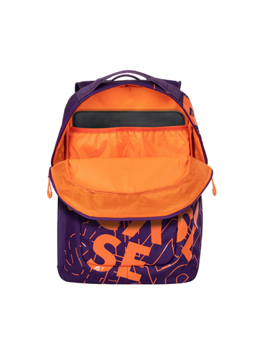 Rucsac zilnic RivaCase Heide, 15.6", Poliester, Violet/Portocaliu