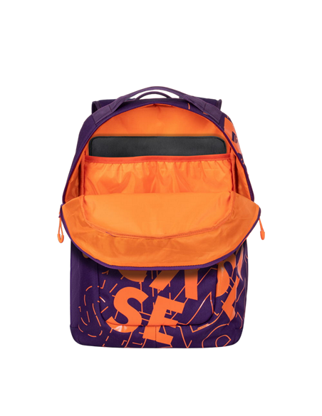 Rucsac zilnic RivaCase Heide, 15.6", Poliester, Violet/Portocaliu