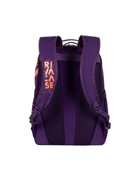 Rucsac zilnic RivaCase Heide, 15.6", Poliester, Violet/Portocaliu