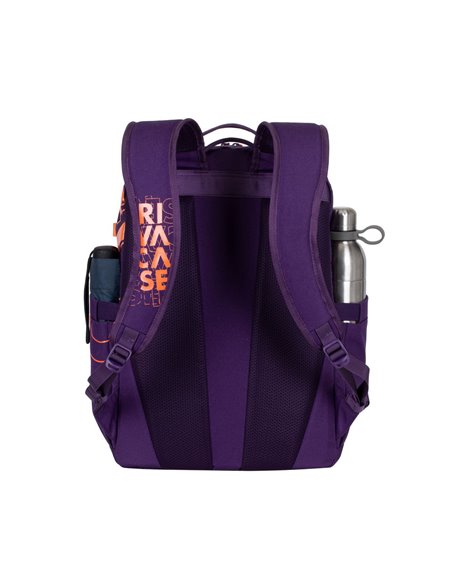Rucsac zilnic RivaCase Heide, 15.6", Poliester, Violet/Portocaliu