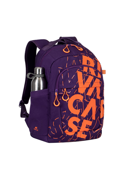 Rucsac zilnic RivaCase Heide, 15.6", Poliester, Violet/Portocaliu