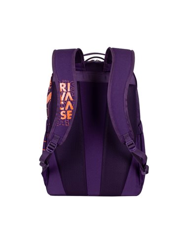 Rucsac zilnic RivaCase Heide, 15.6", Poliester, Violet/Portocaliu