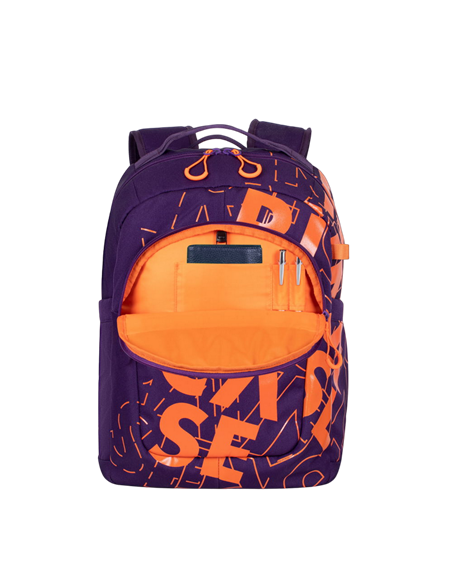Rucsac zilnic RivaCase Heide, 15.6", Poliester, Violet/Portocaliu