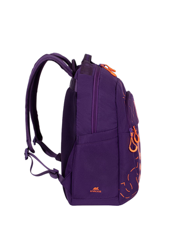 Rucsac zilnic RivaCase Heide, 15.6", Poliester, Violet/Portocaliu