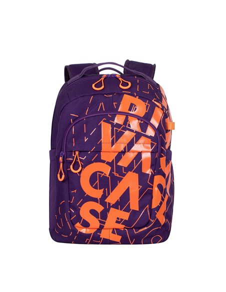 Rucsac zilnic RivaCase Heide, 15.6", Poliester, Violet/Portocaliu