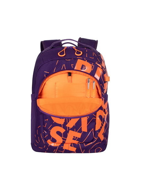 Rucsac zilnic RivaCase Heide, 15.6", Poliester, Violet/Portocaliu