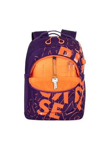 Rucsac zilnic RivaCase Heide, 15.6", Poliester, Violet/Portocaliu