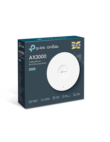 Punct de acces fără fir TP-LINK EAP650, 574 Mbps, 2402 Mbps, Alb