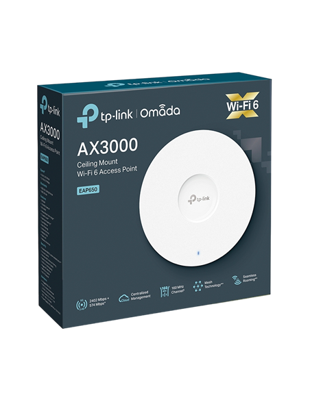 Punct de acces fără fir TP-LINK EAP650, 574 Mbps, 2402 Mbps, Alb