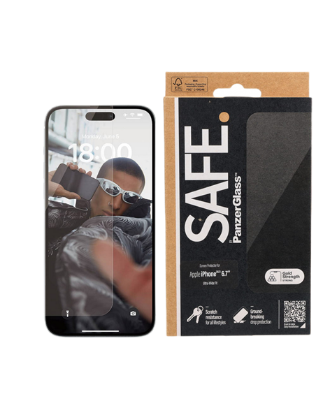 Защитное стекло PanzerGlass SAFE. UWF for iPhone 15 Plus, Прозрачный