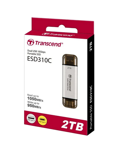 SSD portabil extern Transcend ESD310S, 2 TB, Argintiu (TS2TESD310S)