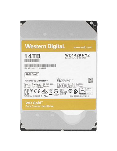 Жесткий диск Western Digital WD Gold, 3.5", 14 ТБ <WD142KRYZ>